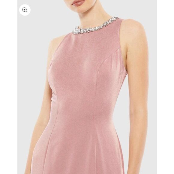 Ieena Mac Duggal Gown Dress Size 10 Pink Embellished Rhinestone Trumpet 49093 - Picture 2 of 10